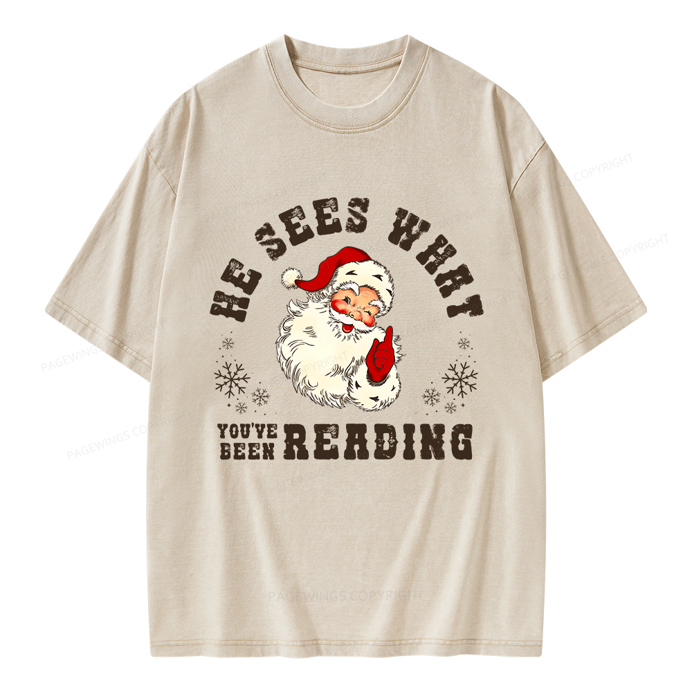 Pagewings He Sees What You've Been Reading Unisex Washed T-shirt
