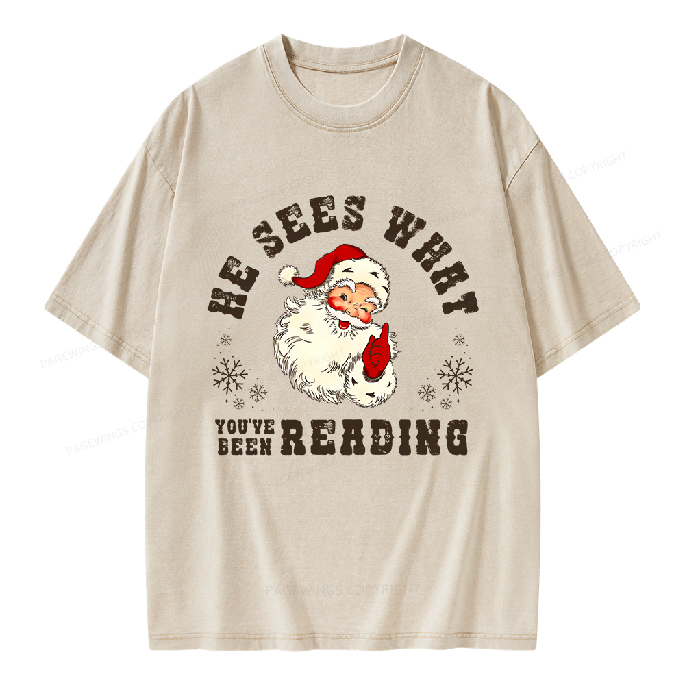 Pagewings He Sees What You've Been Reading Unisex Washed T-shirt