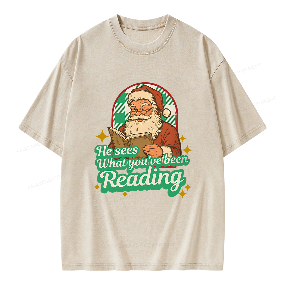Pagewings He Sees What You've Been Reading Unisex Washed T-shirt