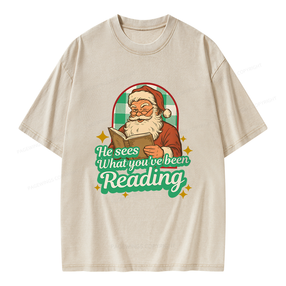 Pagewings He Sees What You've Been Reading Unisex Washed T-shirt