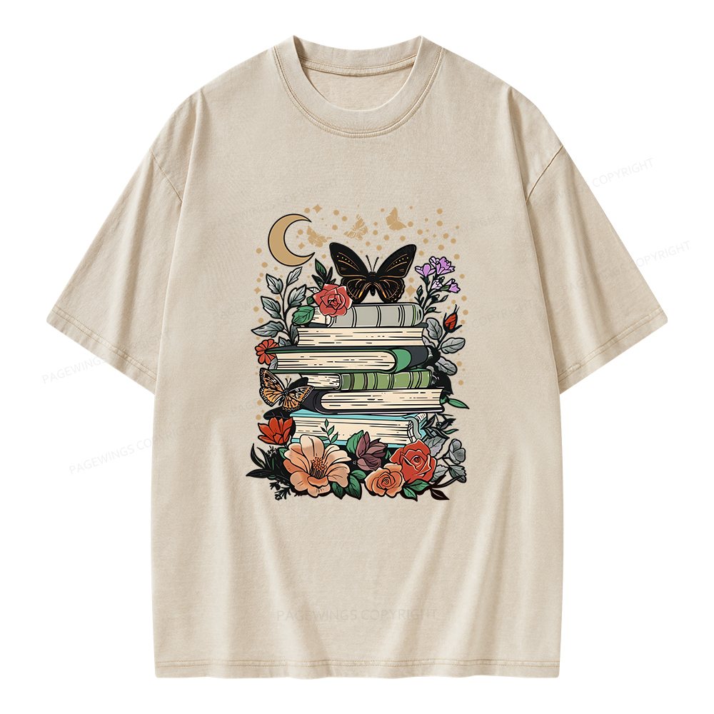 Pagewings Reading Books Stay Weird Unisex Washed T-shirt