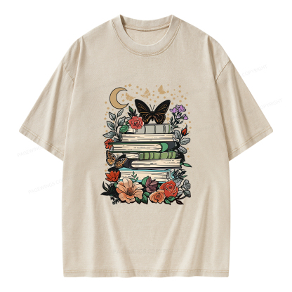 Pagewings Reading Books Stay Weird Unisex Washed T-shirt