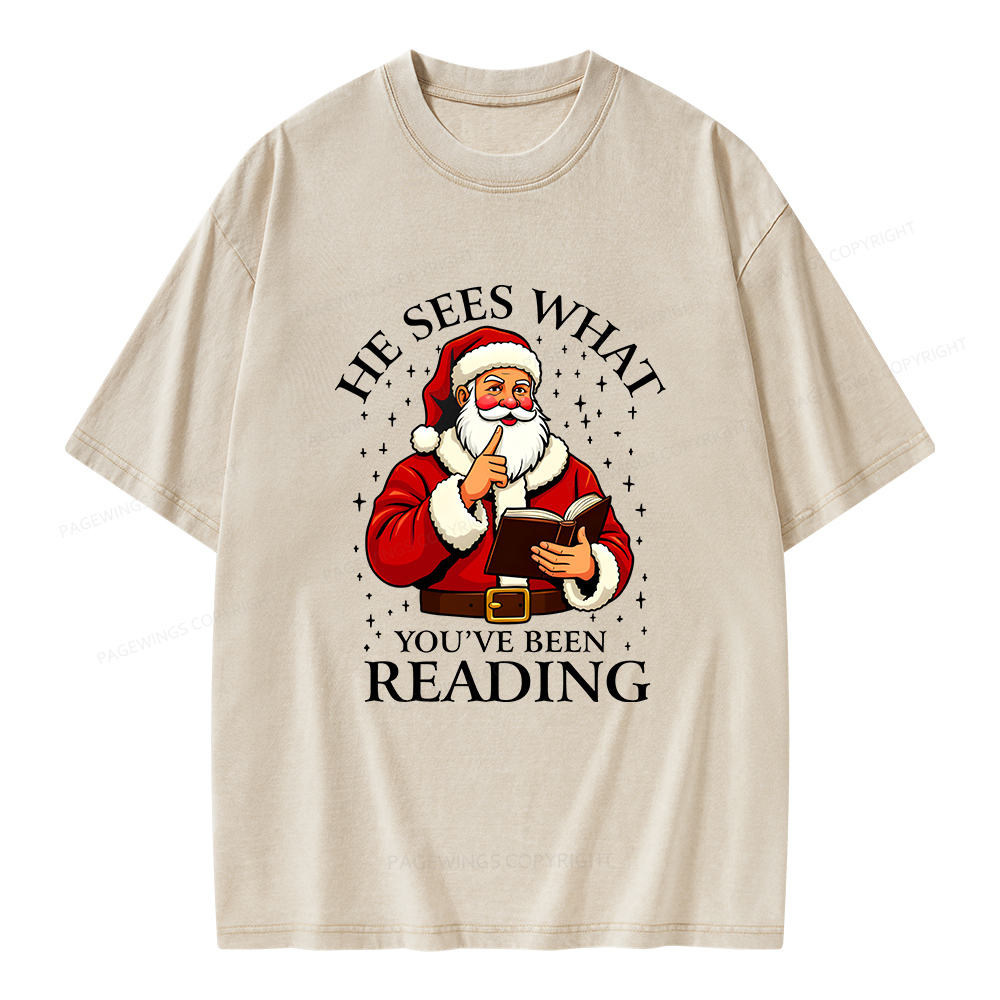 Pagewings He Sees What You've Been Reading Unisex Washed T-shirt