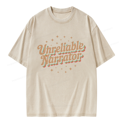 Pagewings Unreliable Narrator Unisex Washed T-shirt