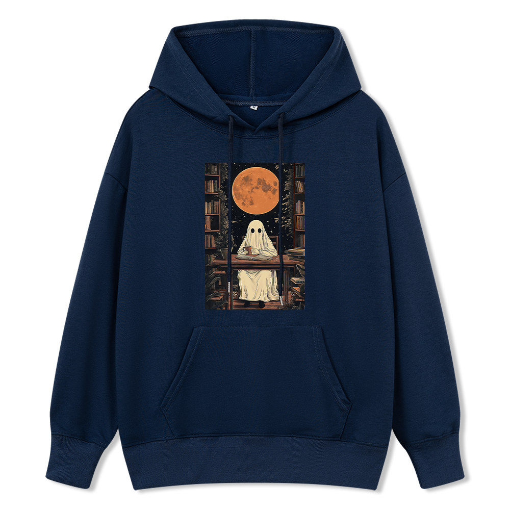 Pagewings Halloween Ghost Books Coffee Unisex Classic Hoodie