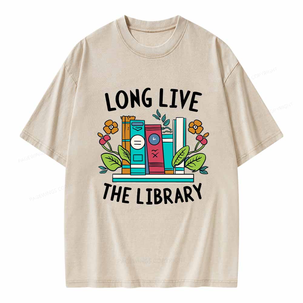 Pagewings Long Live The Library Unisex Washed T-shirt