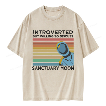 Pagewings Introverted But Willing to Discuss Sanctuary Moon Unisex Washed T-shirt