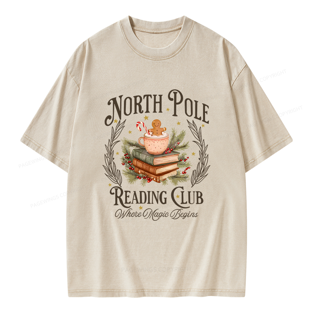 Pagewings North Pole Book Club Unisex Washed T-shirt