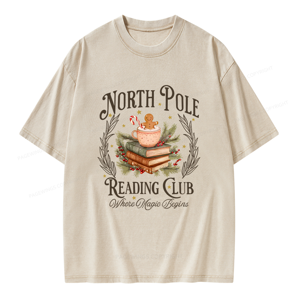 Pagewings North Pole Book Club Unisex Washed T-shirt