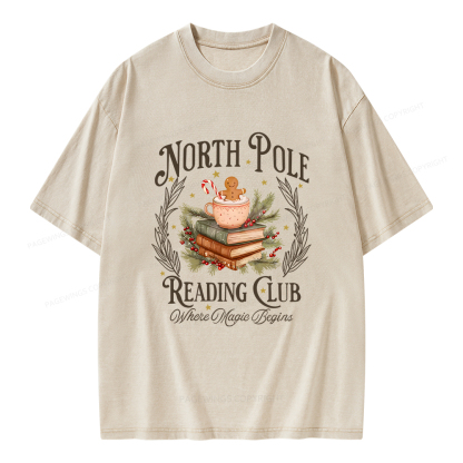 Pagewings North Pole Book Club Unisex Washed T-shirt