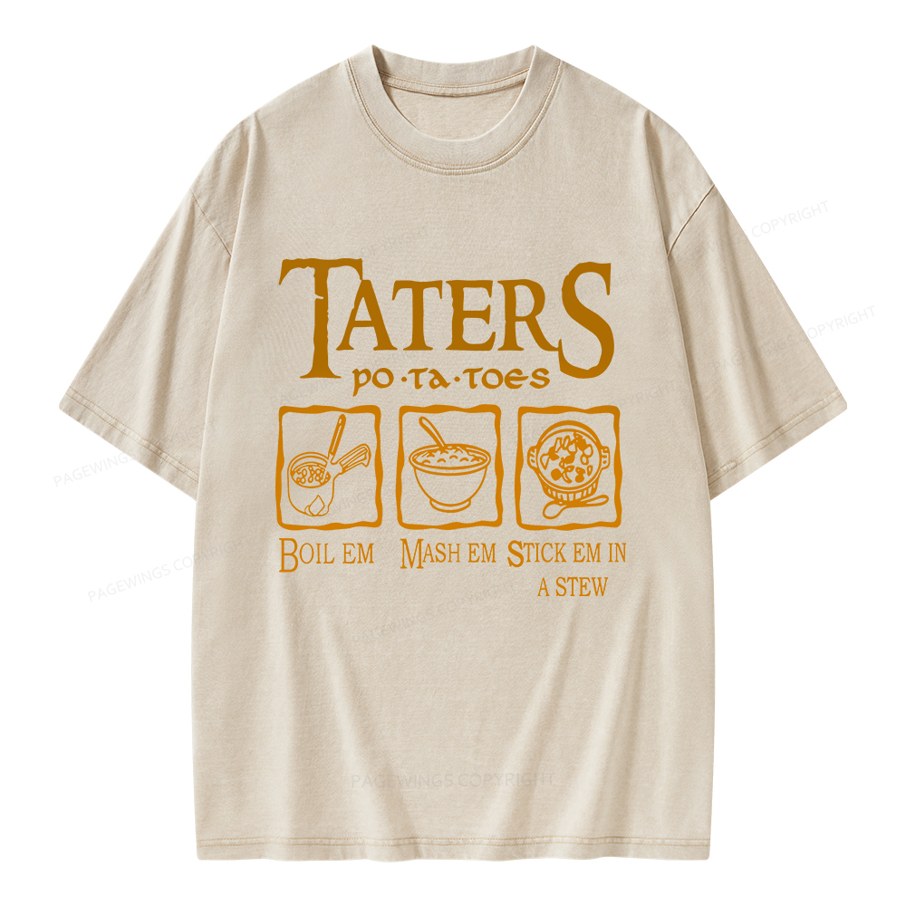 Pagewings Taters PoTaToes Unisex Washed T-shirt