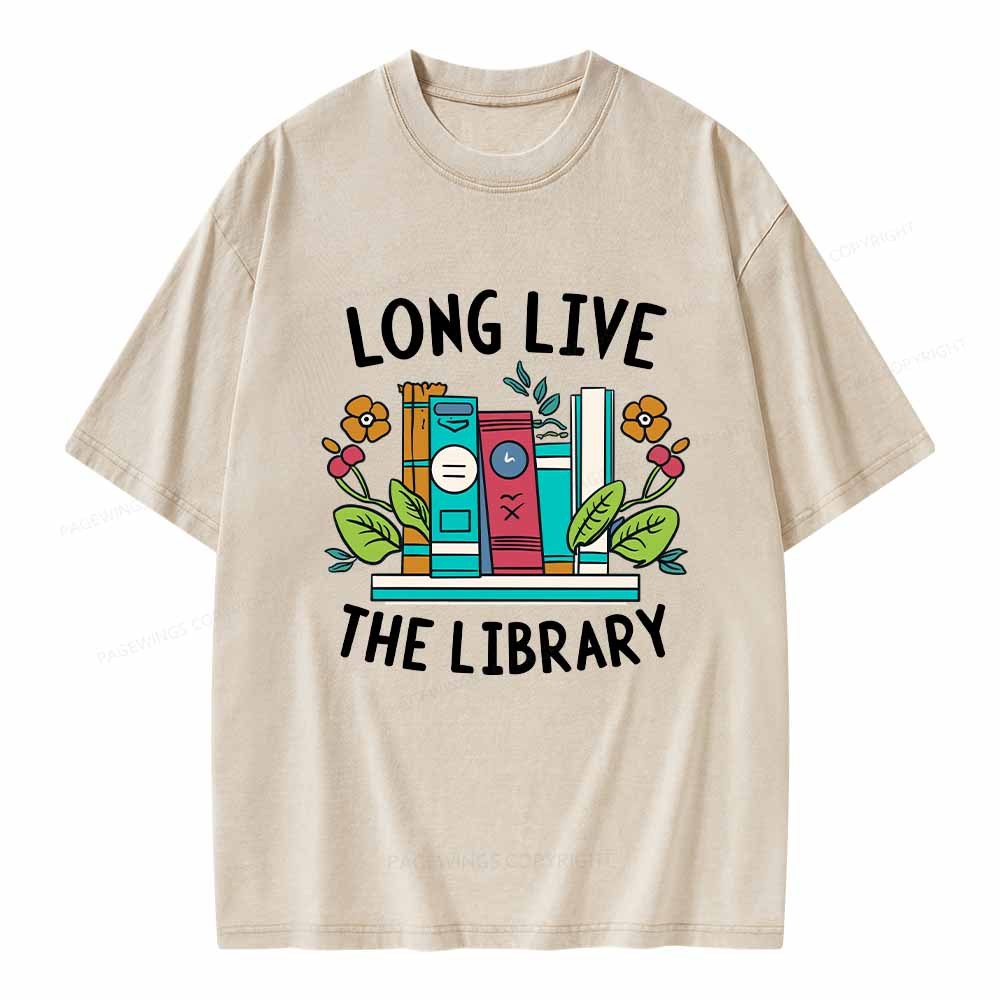 Pagewings Long Live The Library Unisex Washed T-shirt