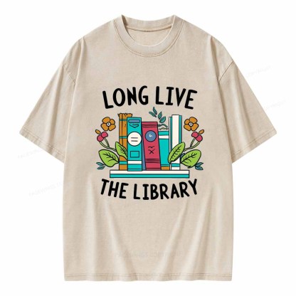 Pagewings Long Live The Library Unisex Washed T-shirt