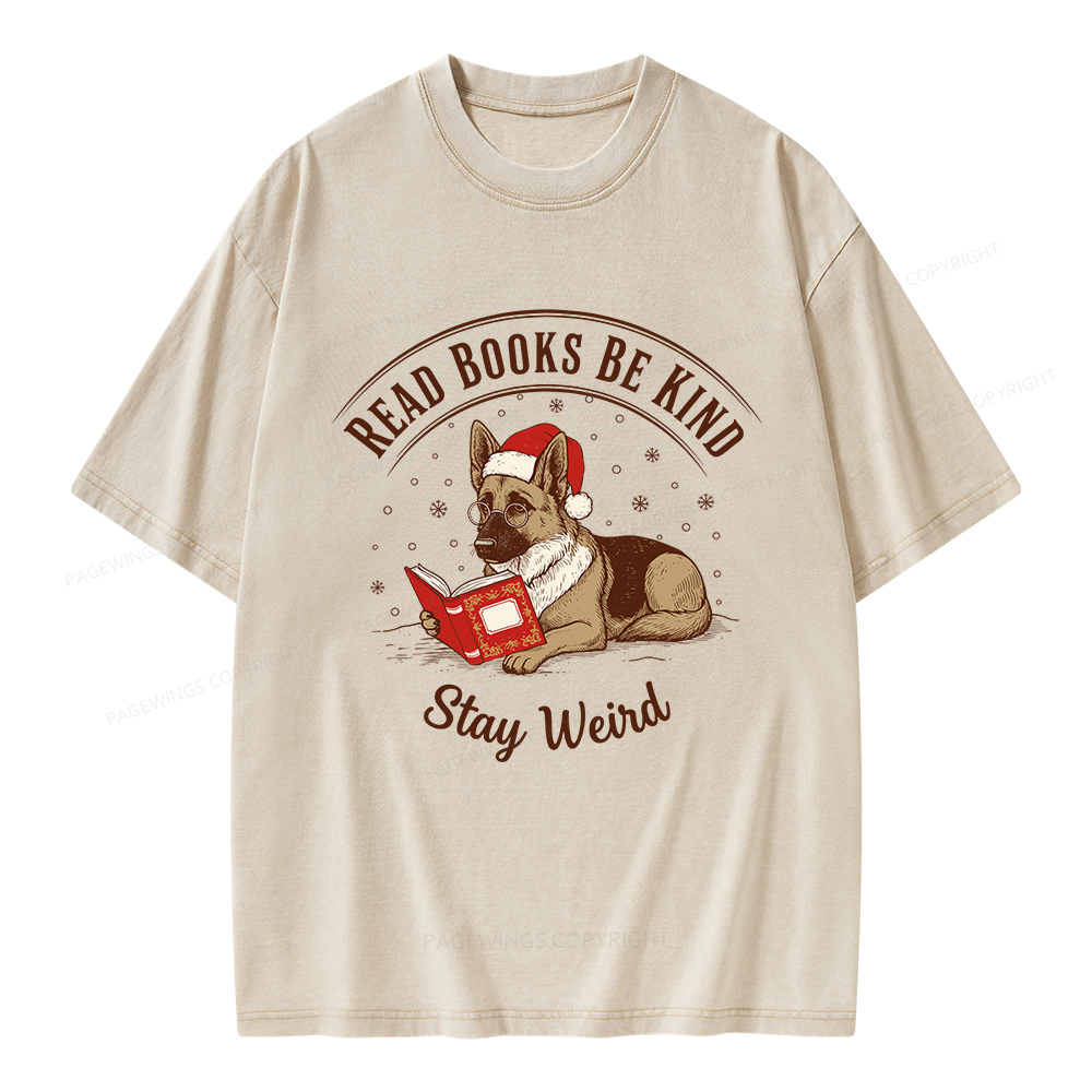 Pagewings Read Books Be Kind Stay Weird Unisex Washed T-shirt