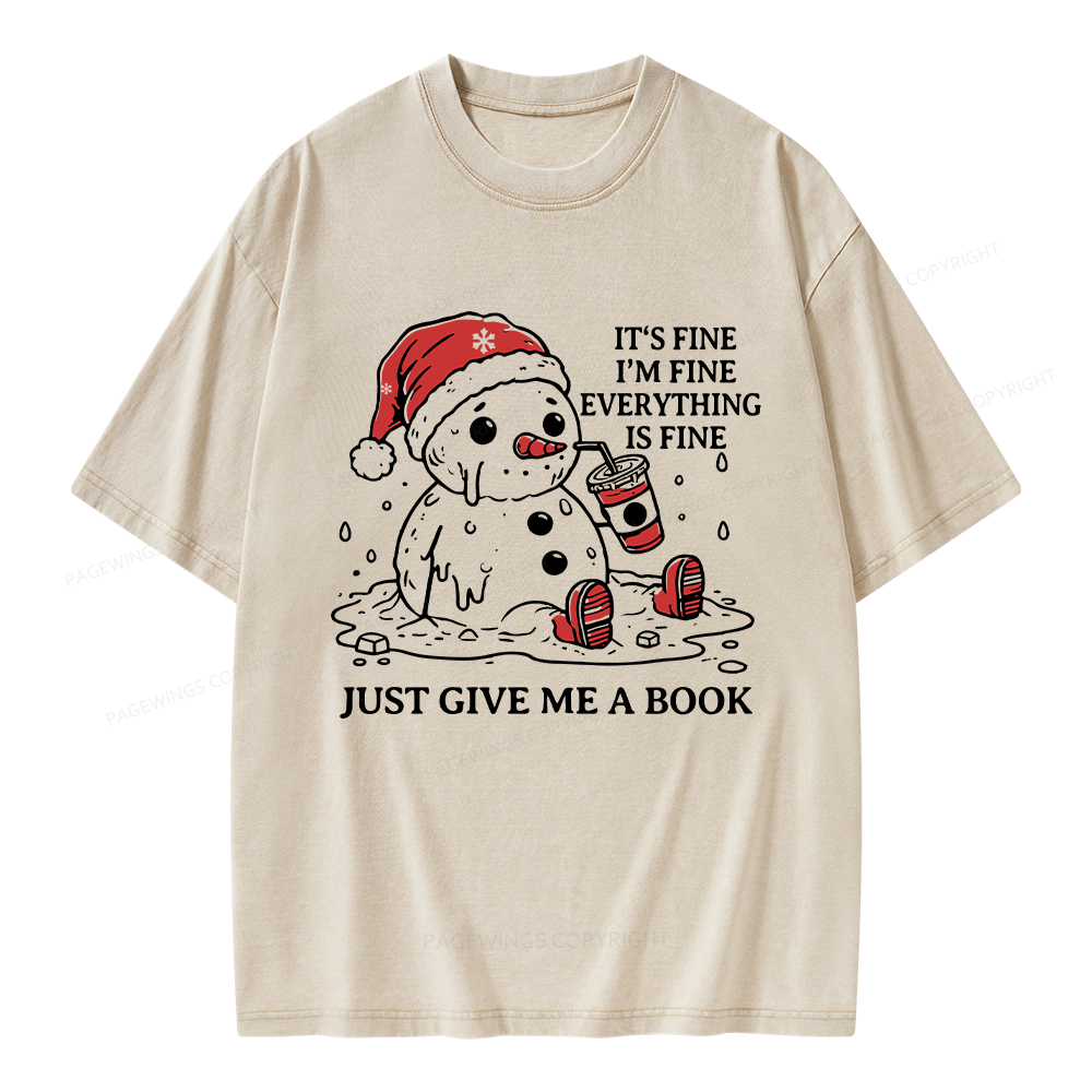Pagewings Just Give Me A Book Unisex Washed T-shirt