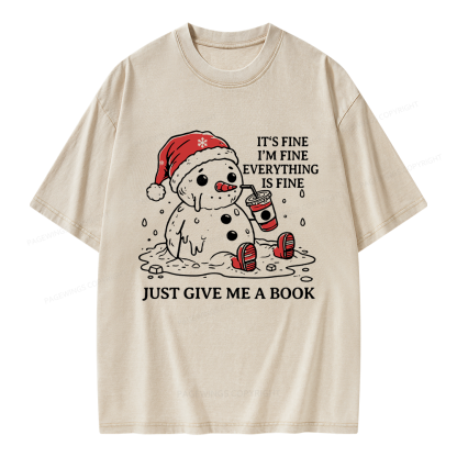 Pagewings Just Give Me A Book Unisex Washed T-shirt