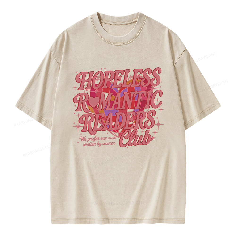 Pagewings Hopeless Romantic Readers Club Unisex Washed T-shirt