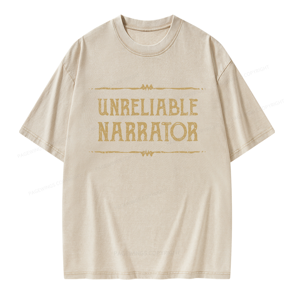 Pagewings Unreliable Narrator Unisex Washed T-shirt