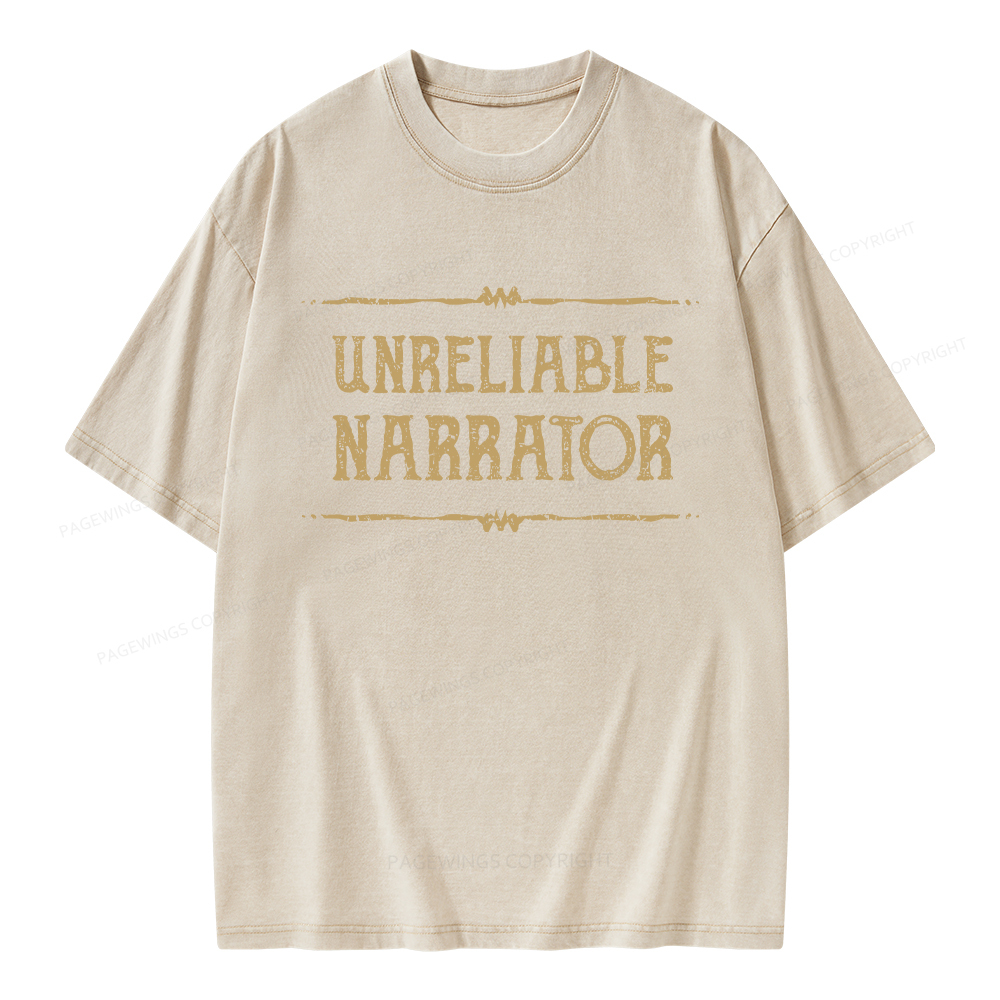 Pagewings Unreliable Narrator Unisex Washed T-shirt