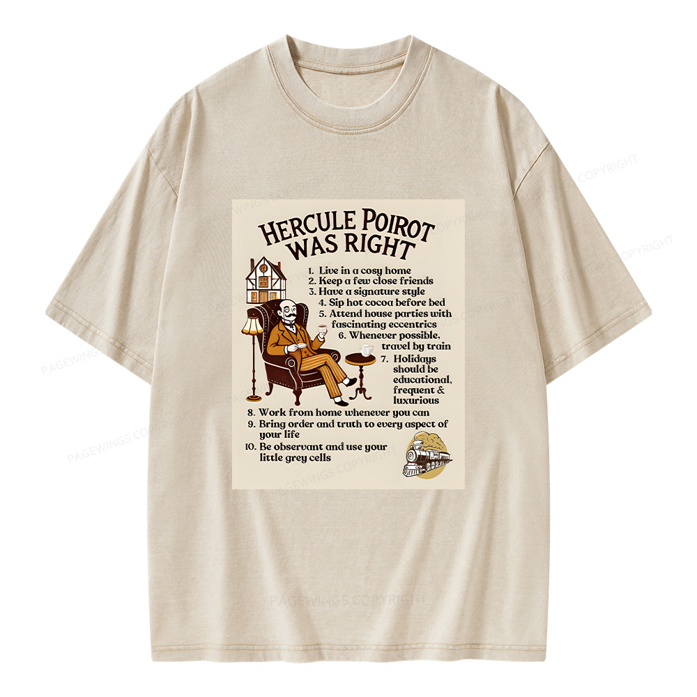 Pagewings Hercule Poirot was Right Unisex Washed T-shirt
