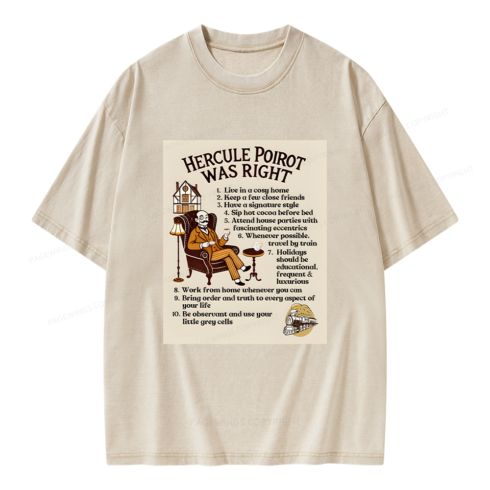 Pagewings Hercule Poirot was Right Unisex Washed T-shirt