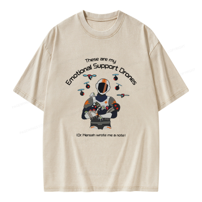 Pagewings These Are My Emotional Support Drones Unisex Washed T-shirt