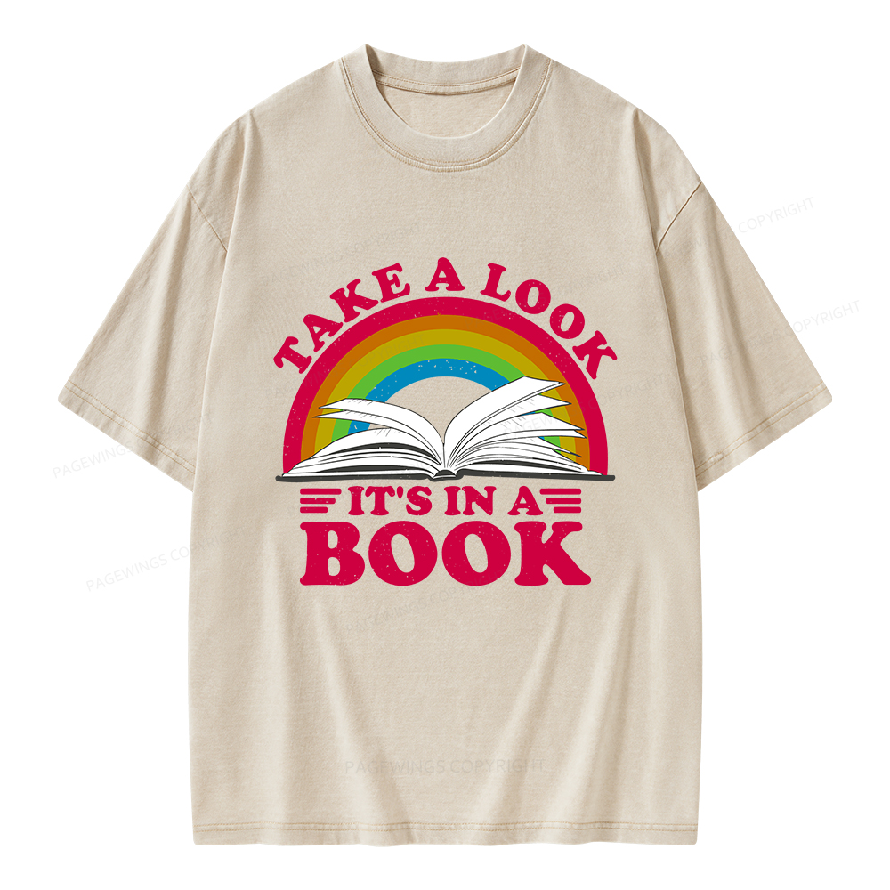 Pagewings Take a Look It's in a Book Unisex Washed T-shirt