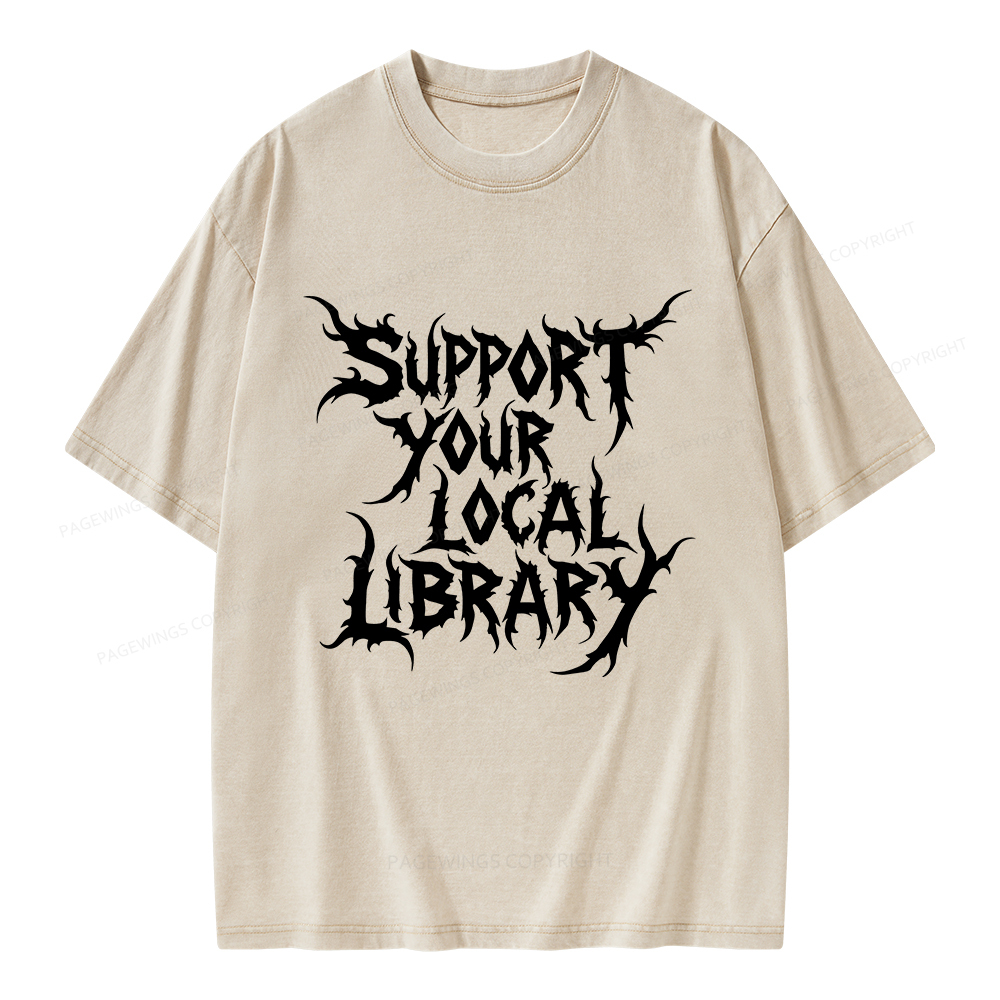 Pagewings Support Your Local Library Unisex Washed T-shirt