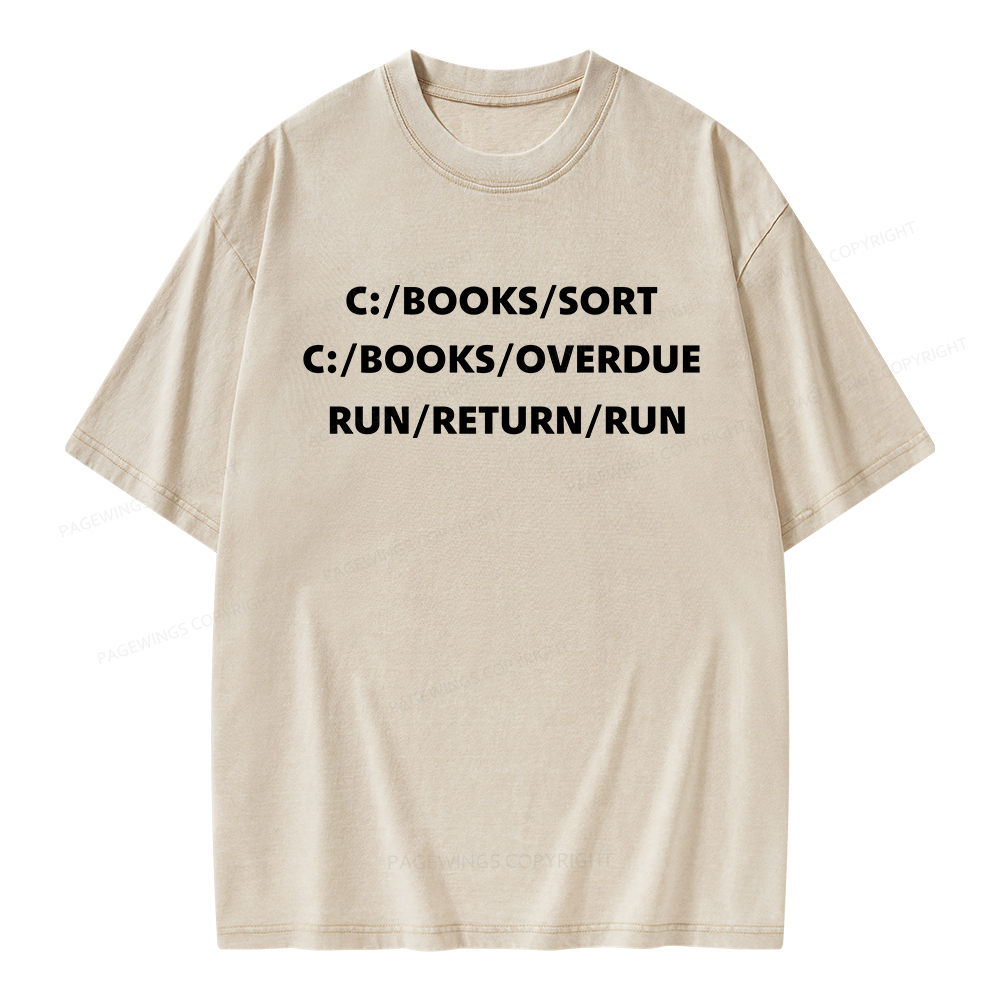 Pagewings Books Sort Books Overdue Unisex Washed T-shirt