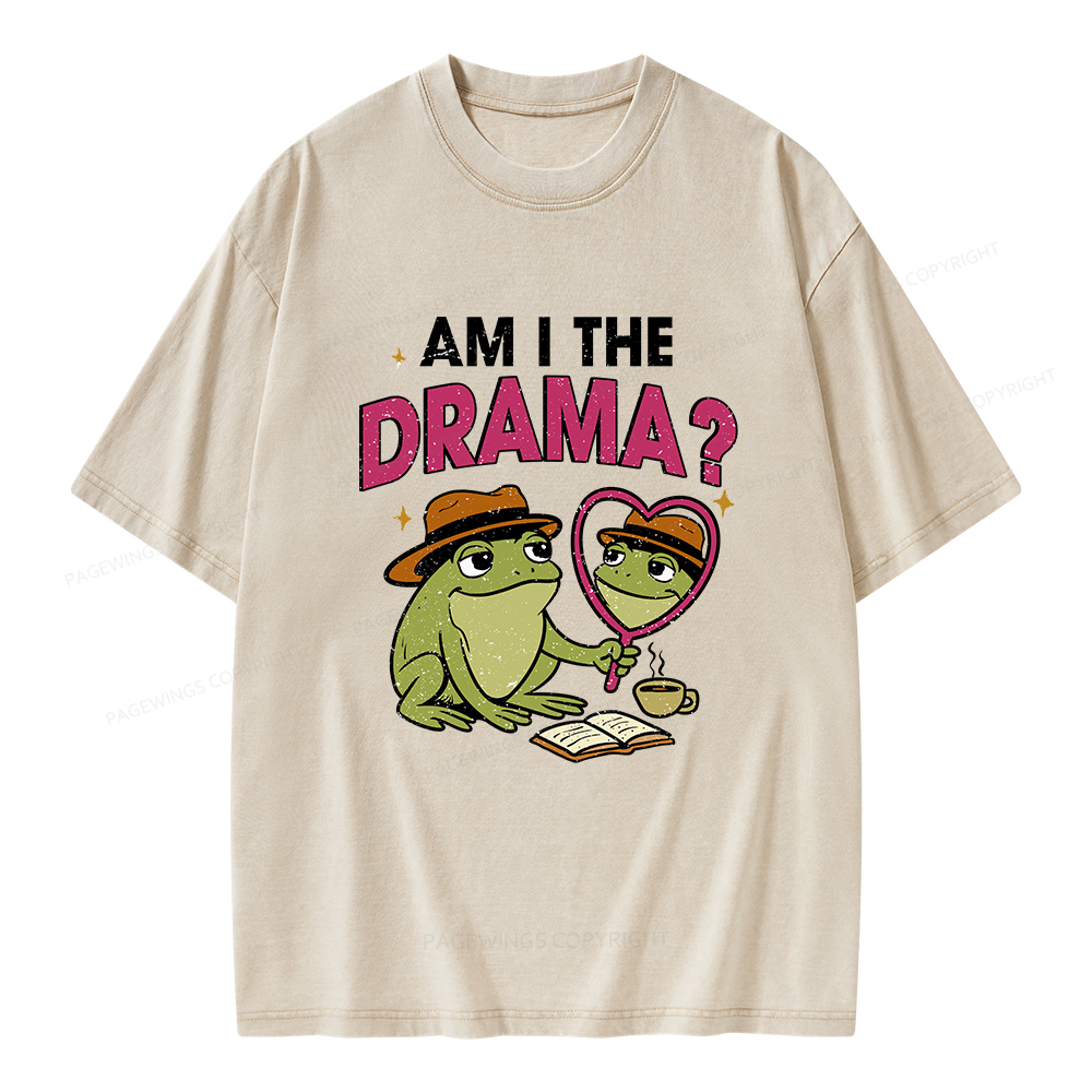 Pagewings Am I The Drama Unisex Washed T-shirt