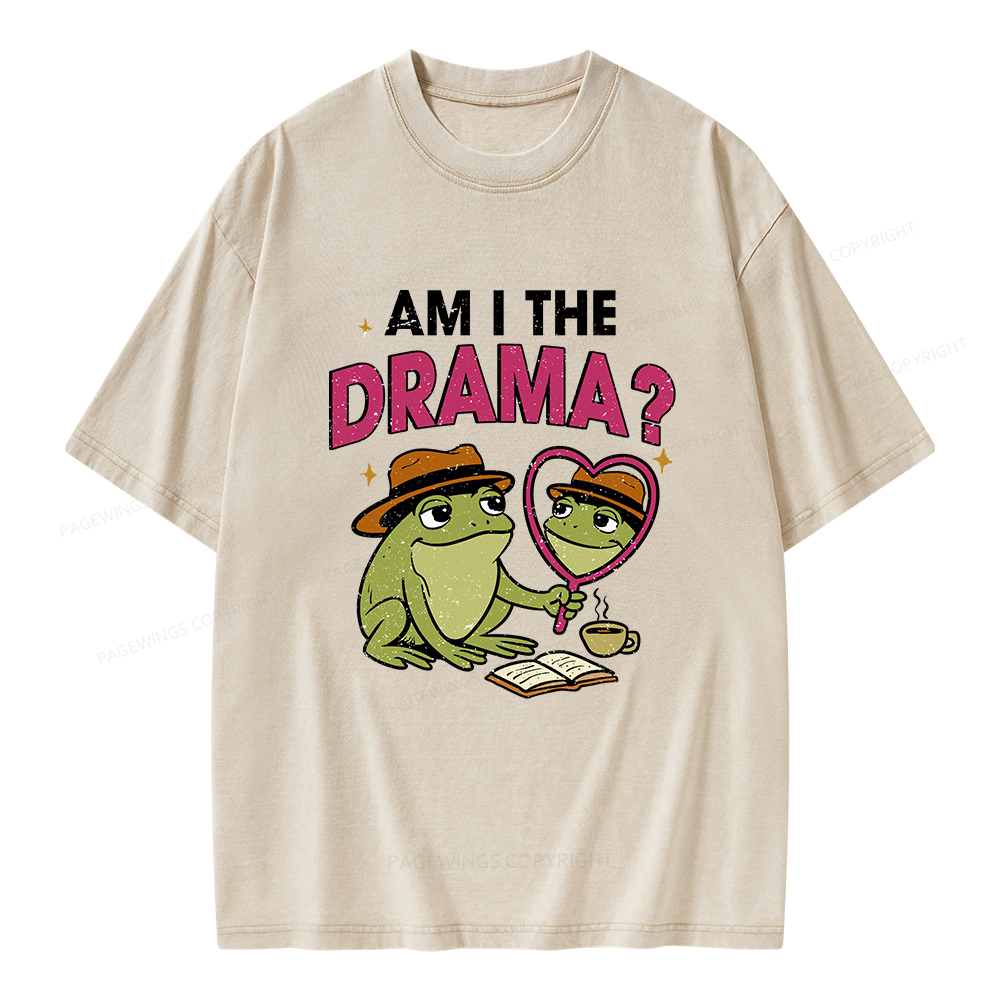 Pagewings Am I The Drama Unisex Washed T-shirt
