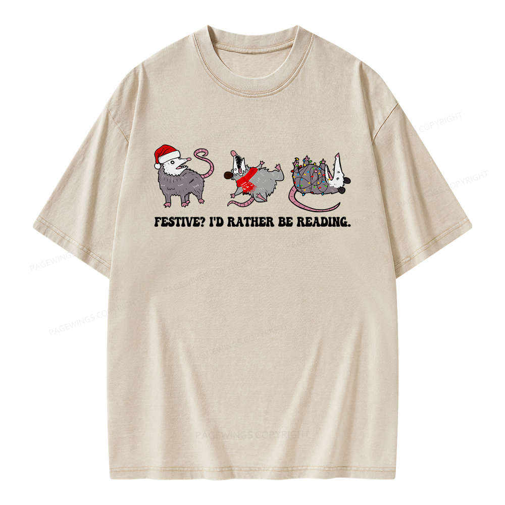 Pagewings I'd Rather Be Reading Unisex Washed T-shirt