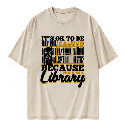 Pagewings Because I Work In A Library Unisex Washed T-shirt