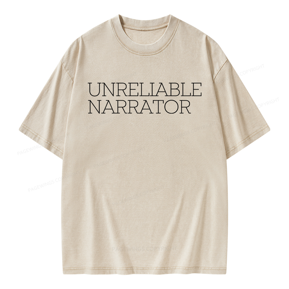 Pagewings Unreliable Narrator Unisex Washed T-shirt