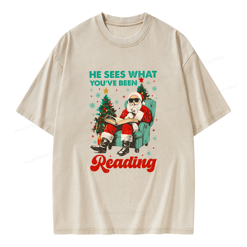 Pagewings Christmas Reading Unisex Washed T-shirt