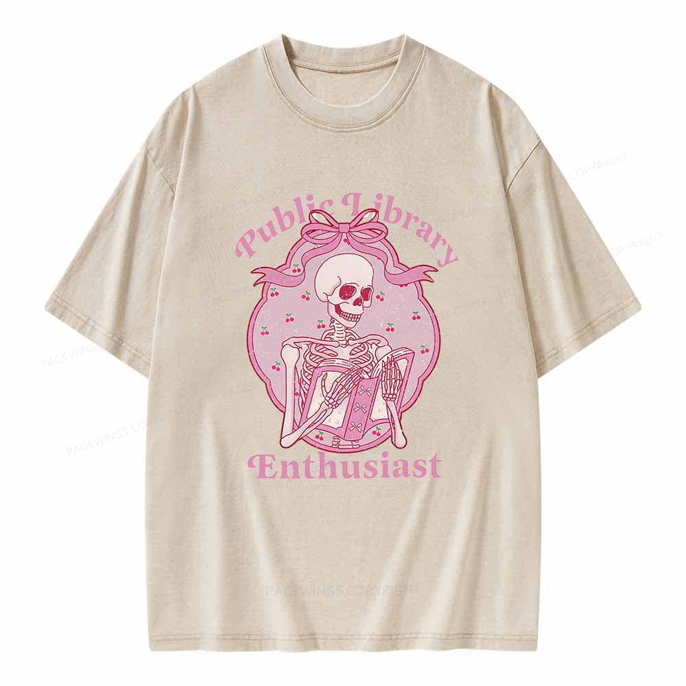 Pagewings Public Library Enthusiast  Unisex Washed T-shirt