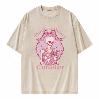 Pagewings Public Library Enthusiast  Unisex Washed T-shirt
