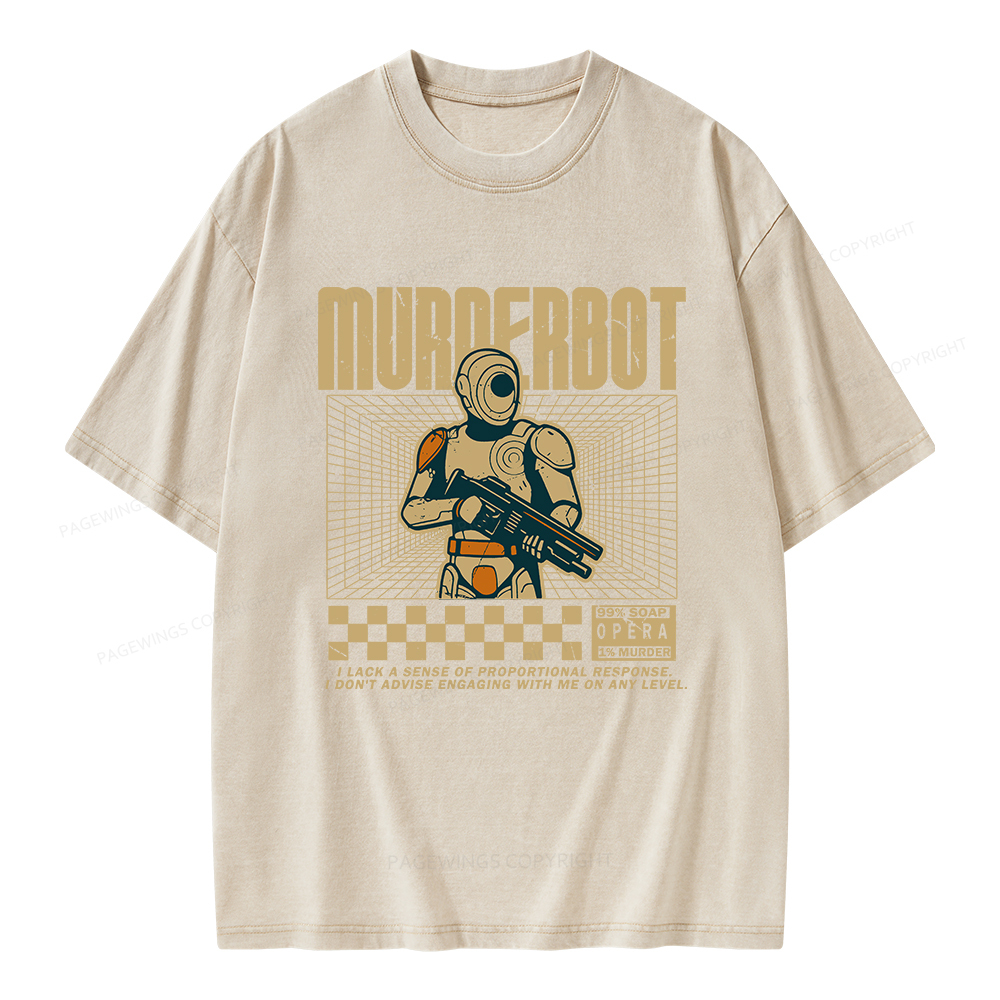 Pagewings Murderbot Unisex Washed T-shirt