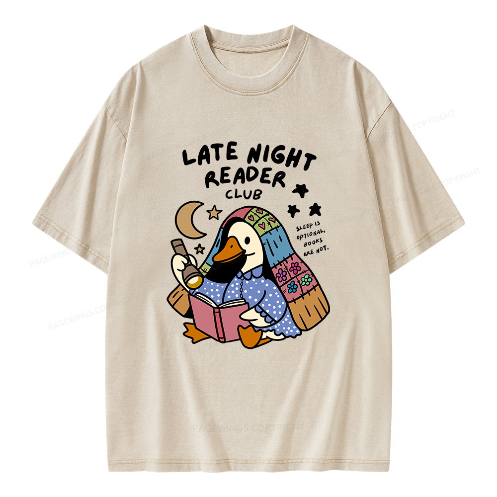 Pagewings Late Night Reader Club Unisex Washed T-shirt