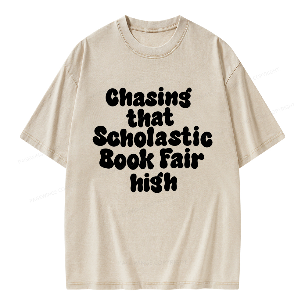 Pagewings Chasing That Scholastic Book Fair High Unisex Washed T-shirt