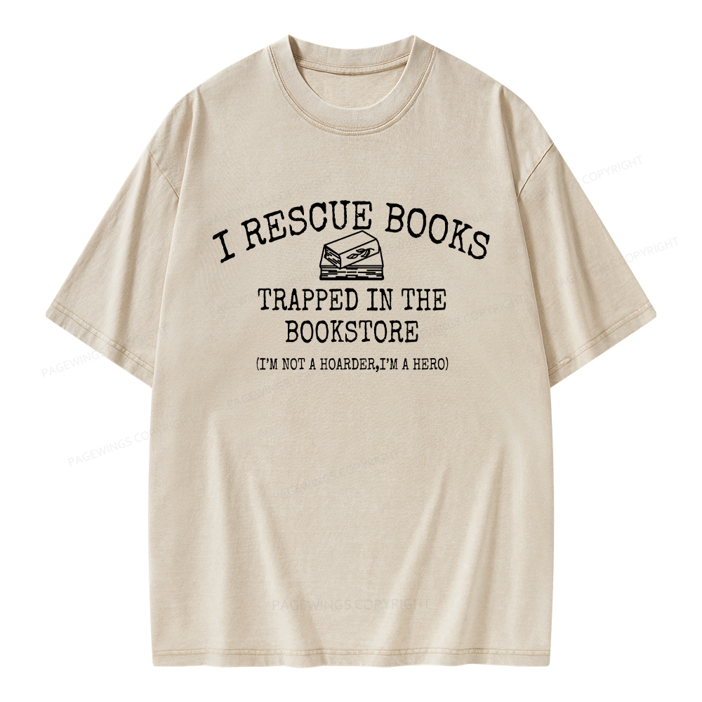 Pagewings  Rescue Books Trapped In The Bookstore Unisex Washed T-shirt
