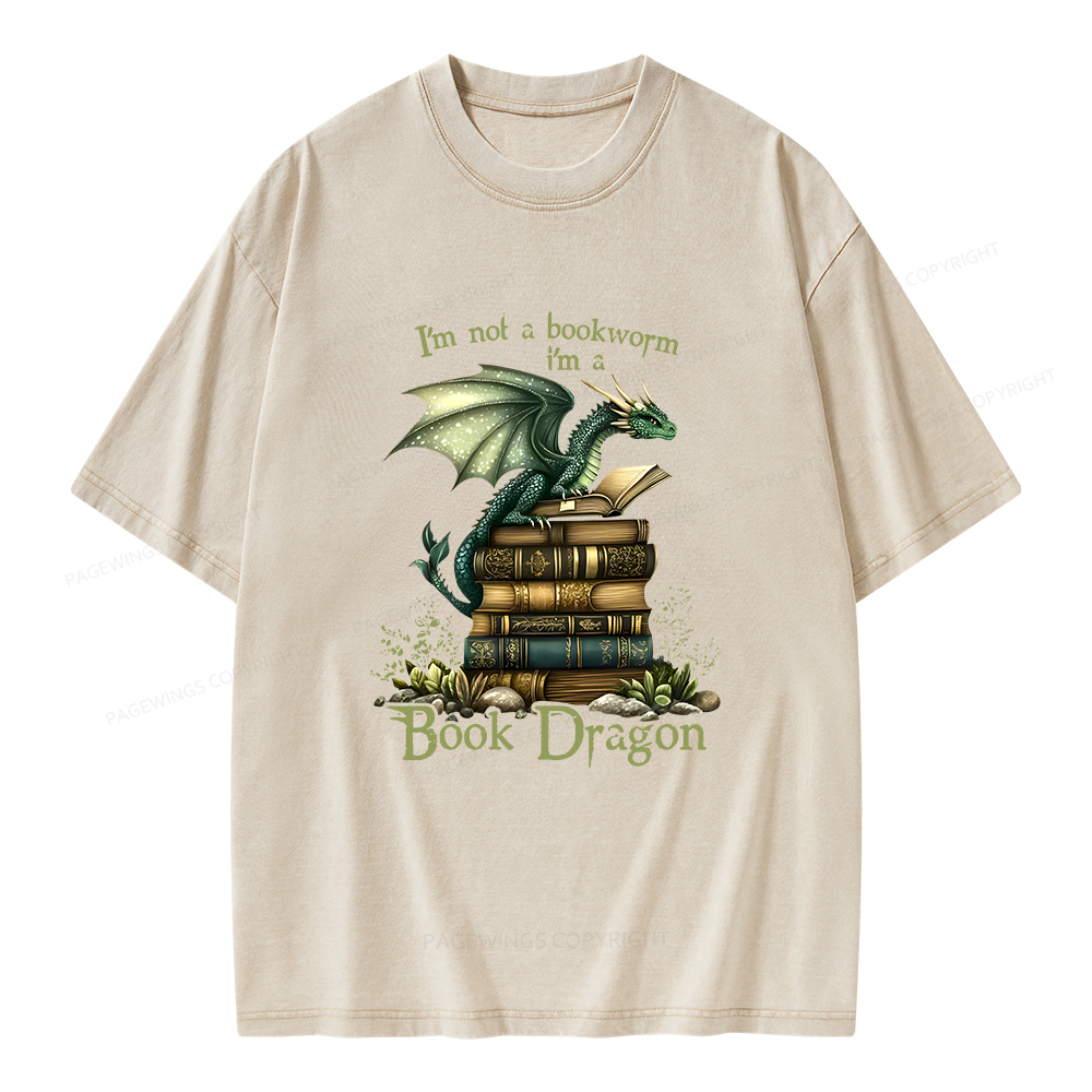 Pagewings Book Dragon Unisex Washed T-shirt