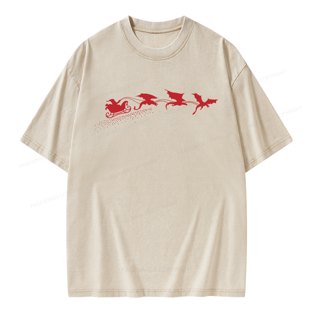 Pagewings Cozy Fantasy Christmas Unisex Washed T-shirt