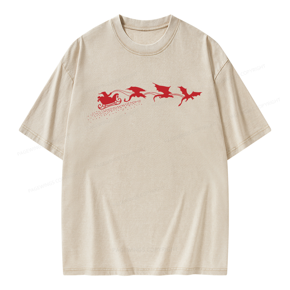 Pagewings Cozy Fantasy Christmas Unisex Washed T-shirt