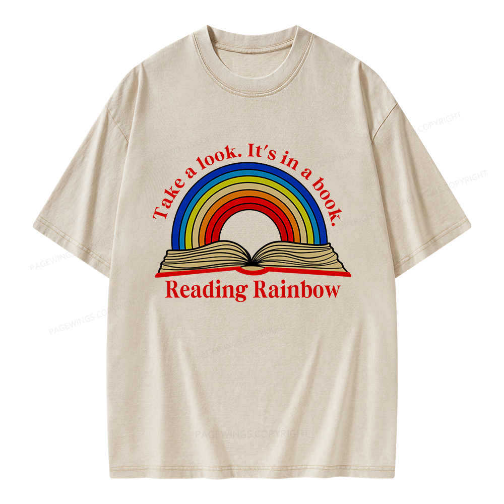 Pagewings Reading Rainbow Unisex Washed T-shirt