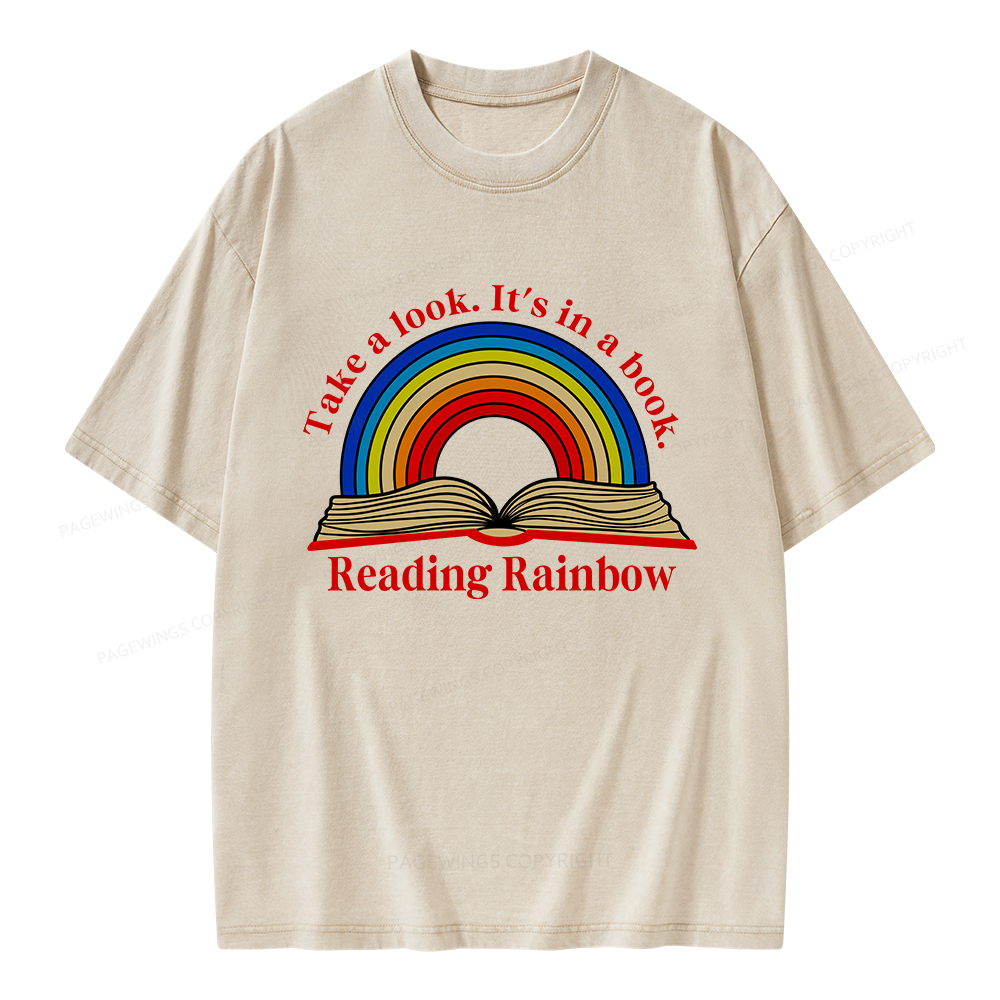 Pagewings Reading Rainbow Unisex Washed T-shirt