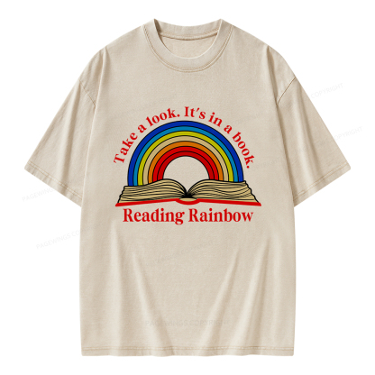 Pagewings Reading Rainbow Unisex Washed T-shirt