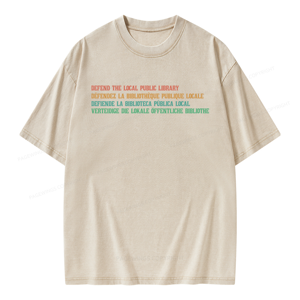 Pagewings Defend the Local Public Library Unisex Washed T-shirt
