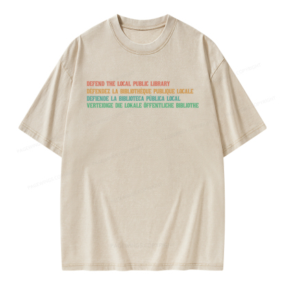 Pagewings Defend the Local Public Library Unisex Washed T-shirt