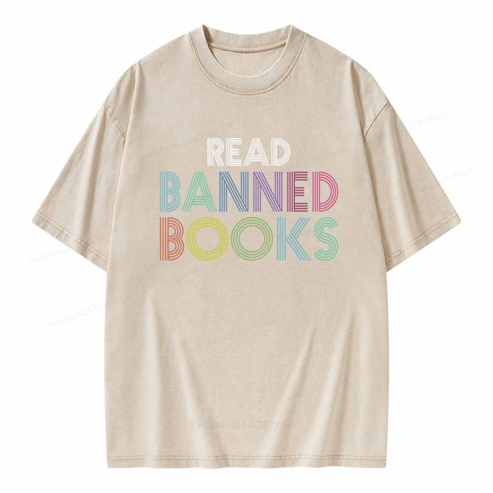 Pagewings Read Banned Books Shirt Unisex Washed T-shirt